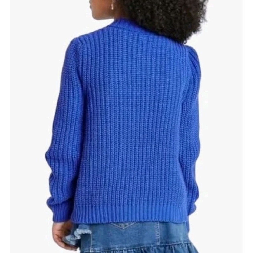 Cat & Jack Girl's Large Blue Sparkle Long-sleeve Open Front Knit Cardigan - Picture 2 of 12